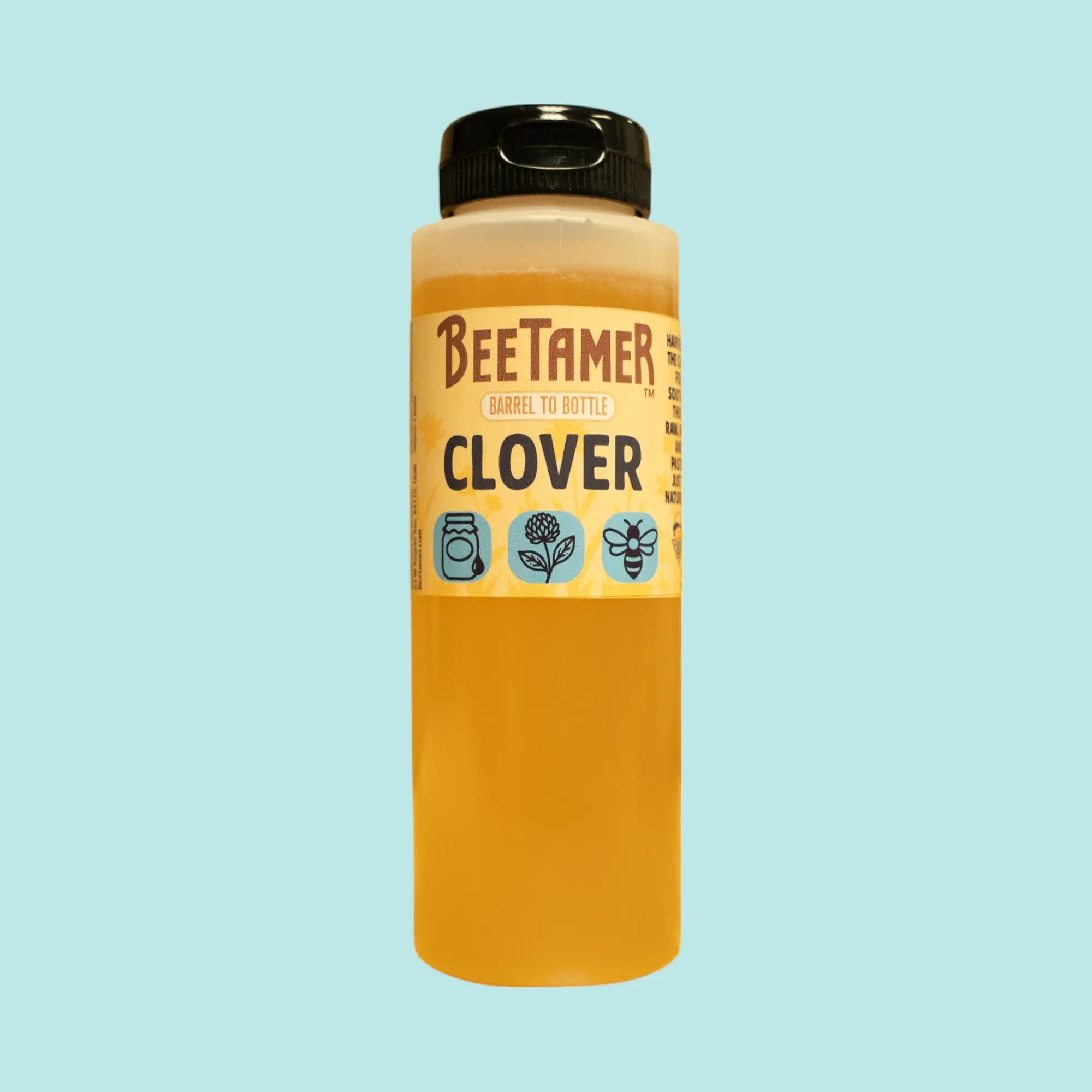 BeeTamer's Raw Clover Honey, 11oz Squeeze Bottle, 100% Unfiltered Raw Honey, Easy to use, Floral Source Clover, US Made, Natural