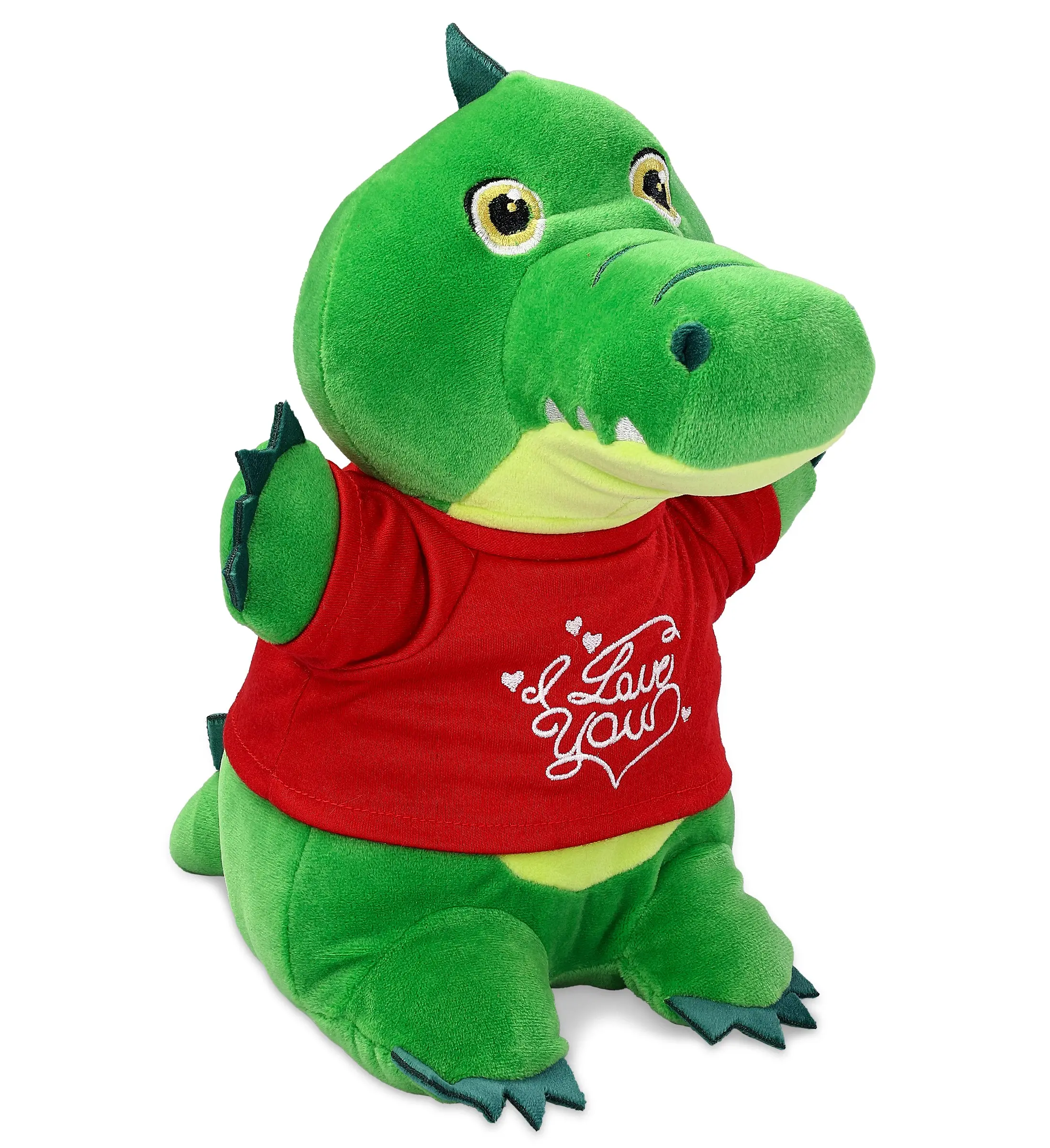 PLUSH I LOVE YOU RED SHIRT- SNUG-MOOSHIES PLUSH - STANDING ALLIGATOR
