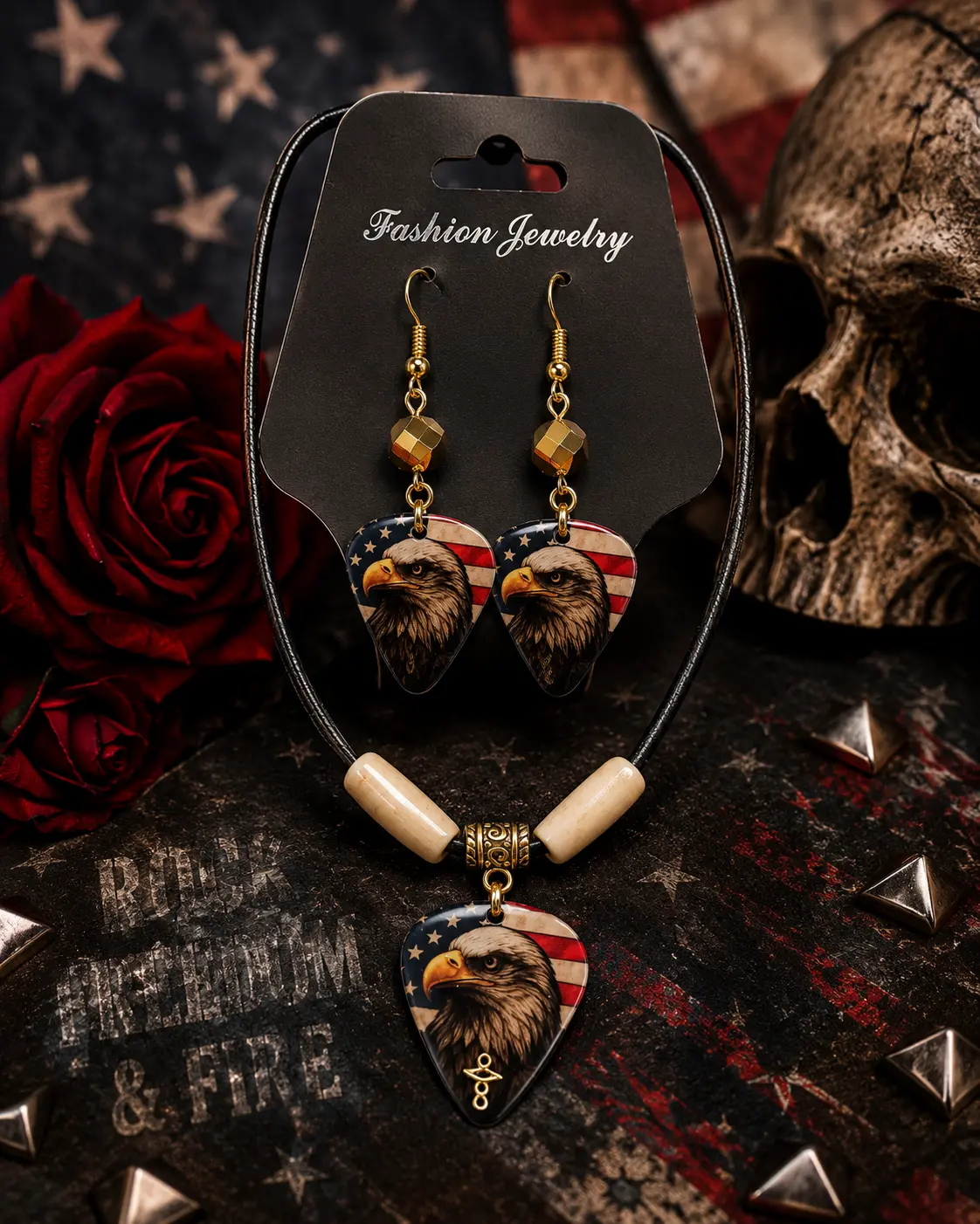 American Eagle One of Kind Necklas and Earing Set