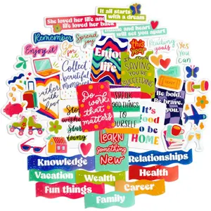 Empowering Vision Board Quote Stickers (46 Pieces) - Motivational, Retro Style | Inspirational Goal Stickers for Planners, Journals