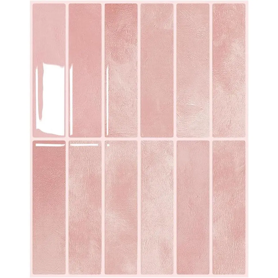 Peel and Stick Backsplash 3D Wall Tiles,Self-Adhesive,Oil Proof,, Removable Wall Panels for Kitchen & Bathroom,Modern Design, Easy Install (10.7ft,12x9 inch,14 Pack) (Pink)