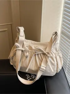 New Drawstring Ruched Nylon Crossbody Bag for Women Versatile Large Capacity Casual Shoulder Bag Perfect for Daily Commute and Going Out With Relaxed Style