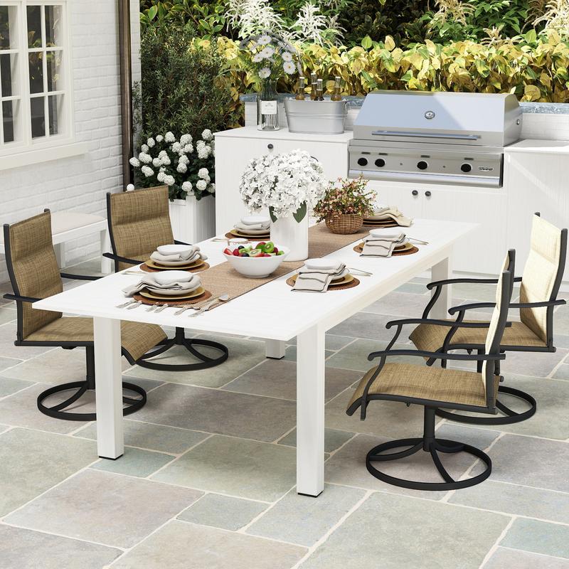 Outdoor Patio Swivel Dining Chairs Set of 2/4, 360 Swivel and All Weather Rocking Chair with Padded Textilene Mesh Fabric and Rust Proof Steel Frame, 400 Lb. Capacity, Grey Outdoor Patio Swivel Dining Chairs Set of 2/4, 360 Swivel and All Weather Rocking Chair with Padded Textilene Mesh Fabric and Rust Proof Steel Frame, 400 Lb. Capacity, Grey