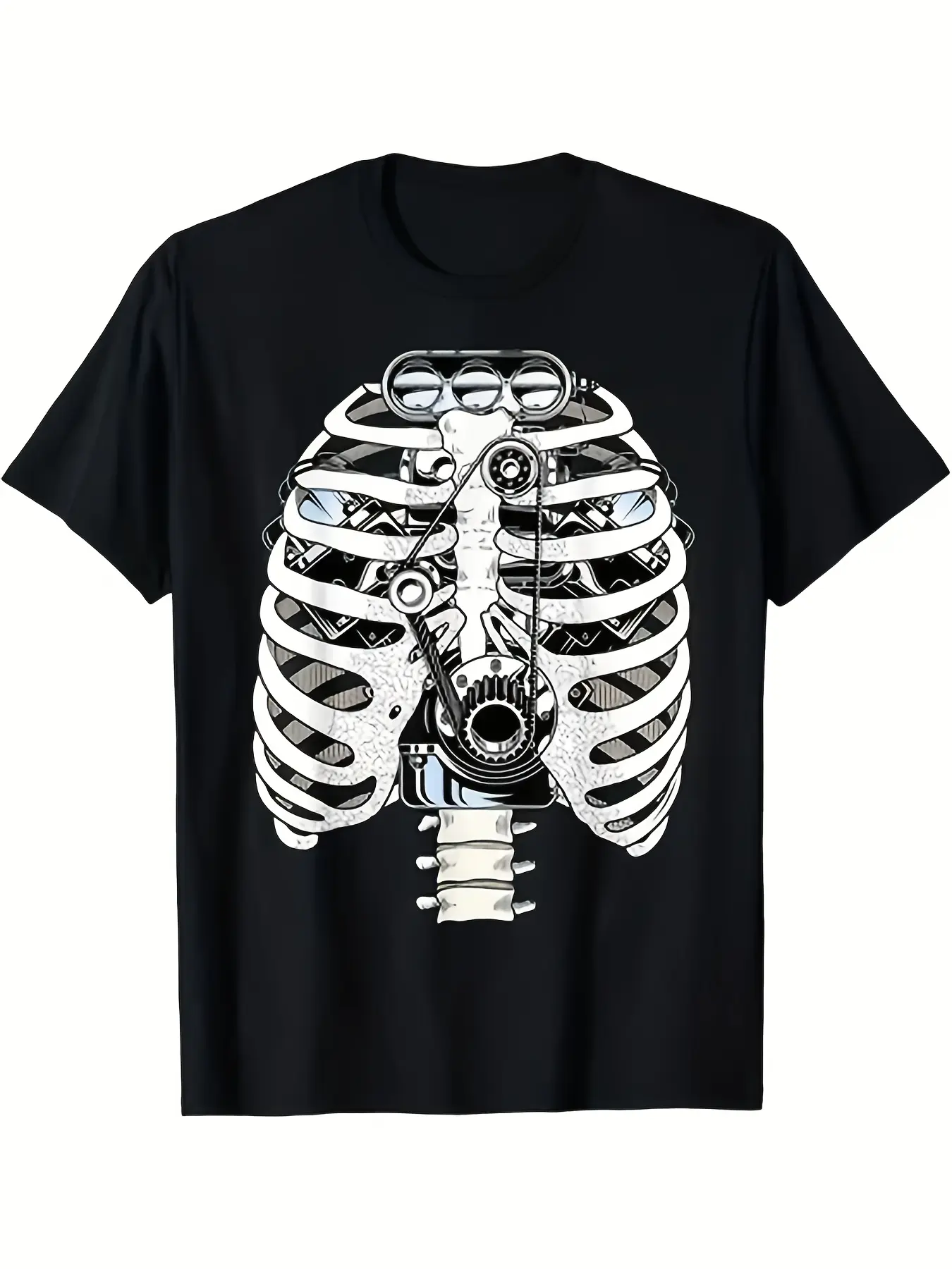 Mechanic Automotive Engineer Skeleton Mechanic Men unisex soft cotton short sleeve t shirt, vintage graphic casual tee for men women teens, perfect birthday holiday gift for camping travel gym daily street  wear