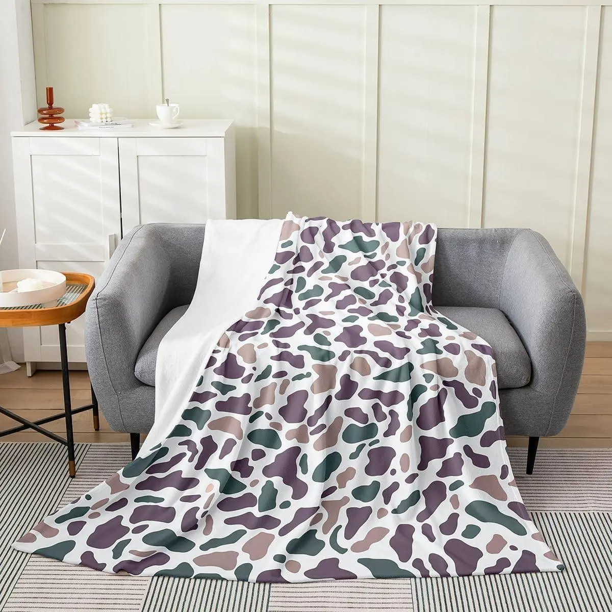 Camo Flannel Blanket Plush Fuzzy Green Brown Camouflage Fleece Throw Blanket Wild Hunting Plush Lightweight Sofa Throw Farmhouse Cabin Rustic Throw Bed Couch Chair