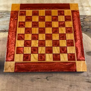 Cherry Wood Wine Burgundy Chess Board (INCLUDES PIECES)