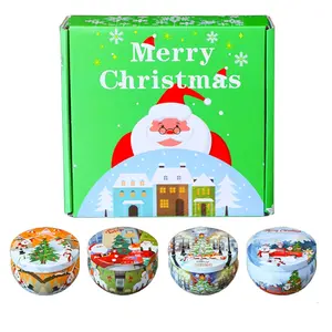 Christmas scented candle gift set, 4 pieces, natural soy wax, winter holiday scented candles, Christmas decorative candles, home fragrance decor, suitable for home aromatherapy, stress relief, bathing, yoga, Christmas gifts, birthday gifts