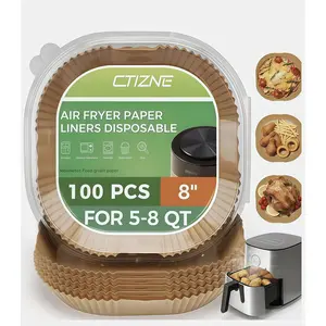 Air Fryer Disposable Paper Liners 100 Count, 8 Inch Non-Stick Baking Sheets for Air Fryer, Oven, Roasting & Cooking Accessories