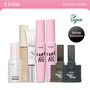 [ETUDE Official] Makeup Must-Have Gift Set | Curl Fix Mascara(#01 Black) BOGO+Contour Powder(#03) Brush set+Dr. Mascara Fixer+Nymph Aura Volumer&Concealer set+Pang Pang Hair Shadow | Kpop Idol Lash | TikTokShop Exclusive | Makeup Kit