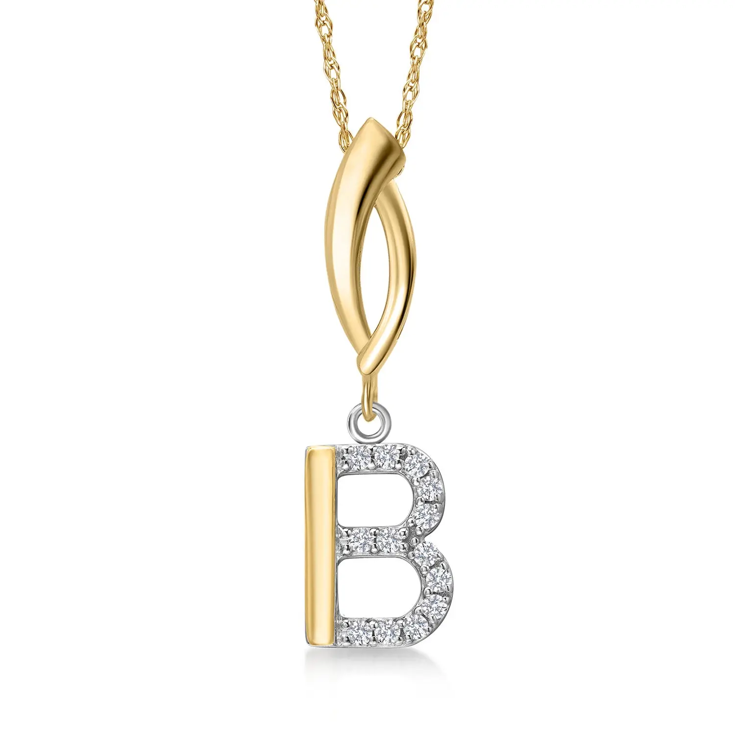 Initial Necklace Letter A to Z Alphabet | 10K Yellow Gold and 925 Sterling Silver | Lab Grown Diamond | Gift Women Mother's Day Wife Mom Girlfriend Anniversary Birthday | By Keren Hanan