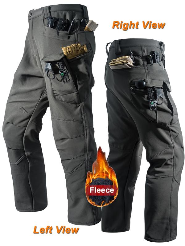 Men's Tactical Fleece Lined Cargo Pants, Autumn Winter Outdoor Multi-Pocket Workwear, Warm Lightweight Durable Scratch-Resistant Hunting Shooting Hiking Pants