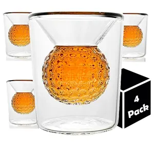 Quantum Lux Golf Ball Shot Glass Set - Handcrafted Design for Whiskey and Tequila Drinks - Unique Gift for Men
