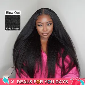 BGMgirl Kinky Straight 360 Lace Wear Go Wig 7*5 HD Lace 9*6 Yaki Straight 180% Density Glueless Pre Plucked Pre Cut 100% Human Hair Closure Wig #DealsForYouDays