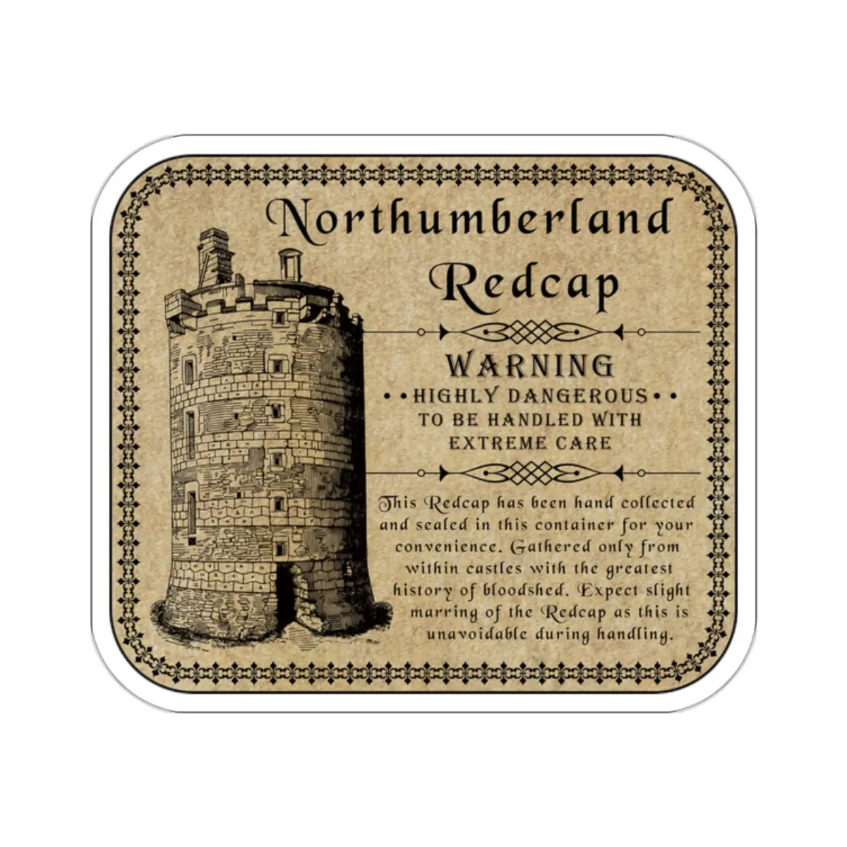 Northumberland Redcap Apothecary Label
