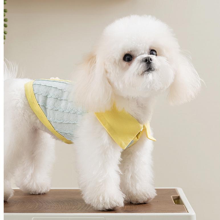 Pet Clothes Dog Cat T-Shirt Polo Shirt sleeveless Cute Costume Breathable Bow With Leash Ring D00039