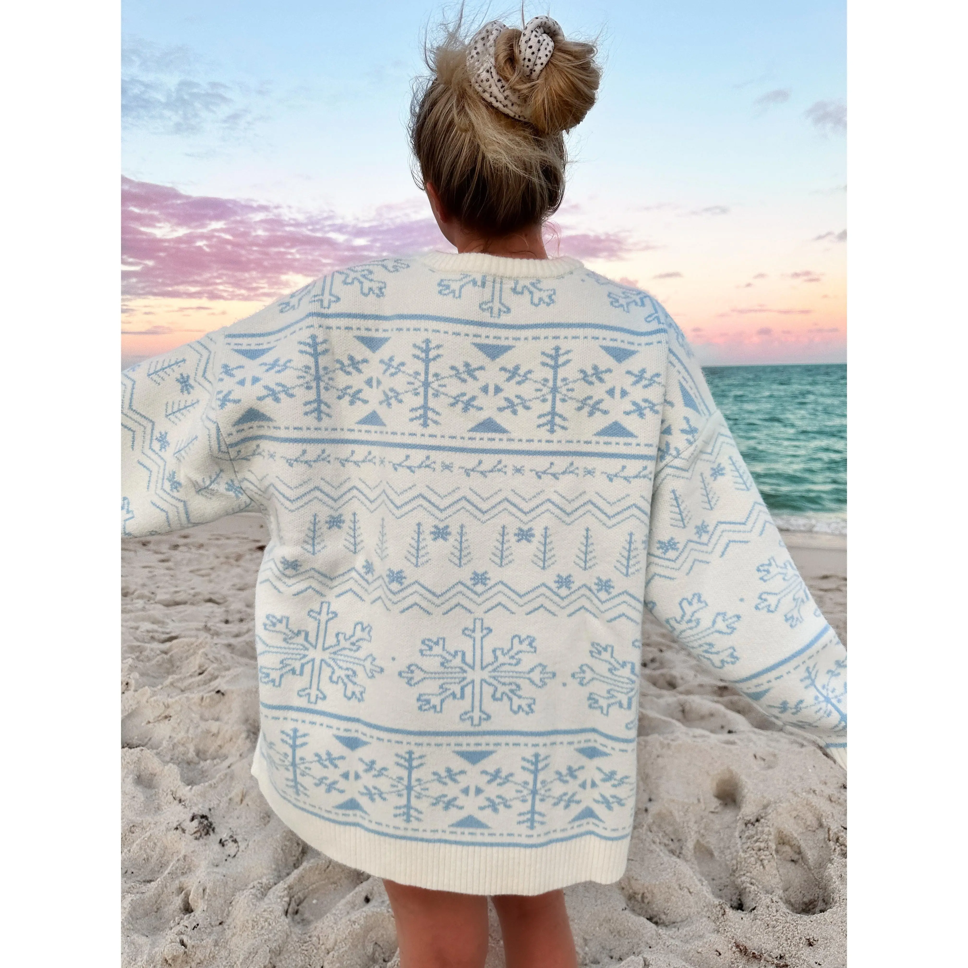 Home For Christmas Snowflake Oversized Sweater