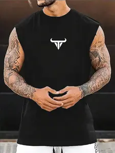 1 Count Men’s Breathable Muscle Tank, White Athletic Top with Contrast Heart Design, for Gym Workouts, Hot Weather Outings and Street Style