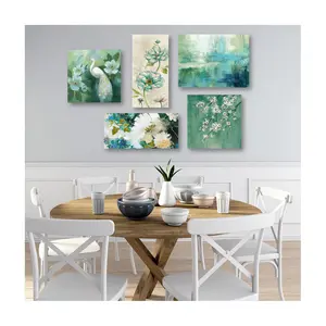 Courtside Market Teal Peacock 5-Piece Canvas Set