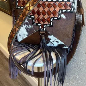 Western Rodeo tooled leather crossbody purse