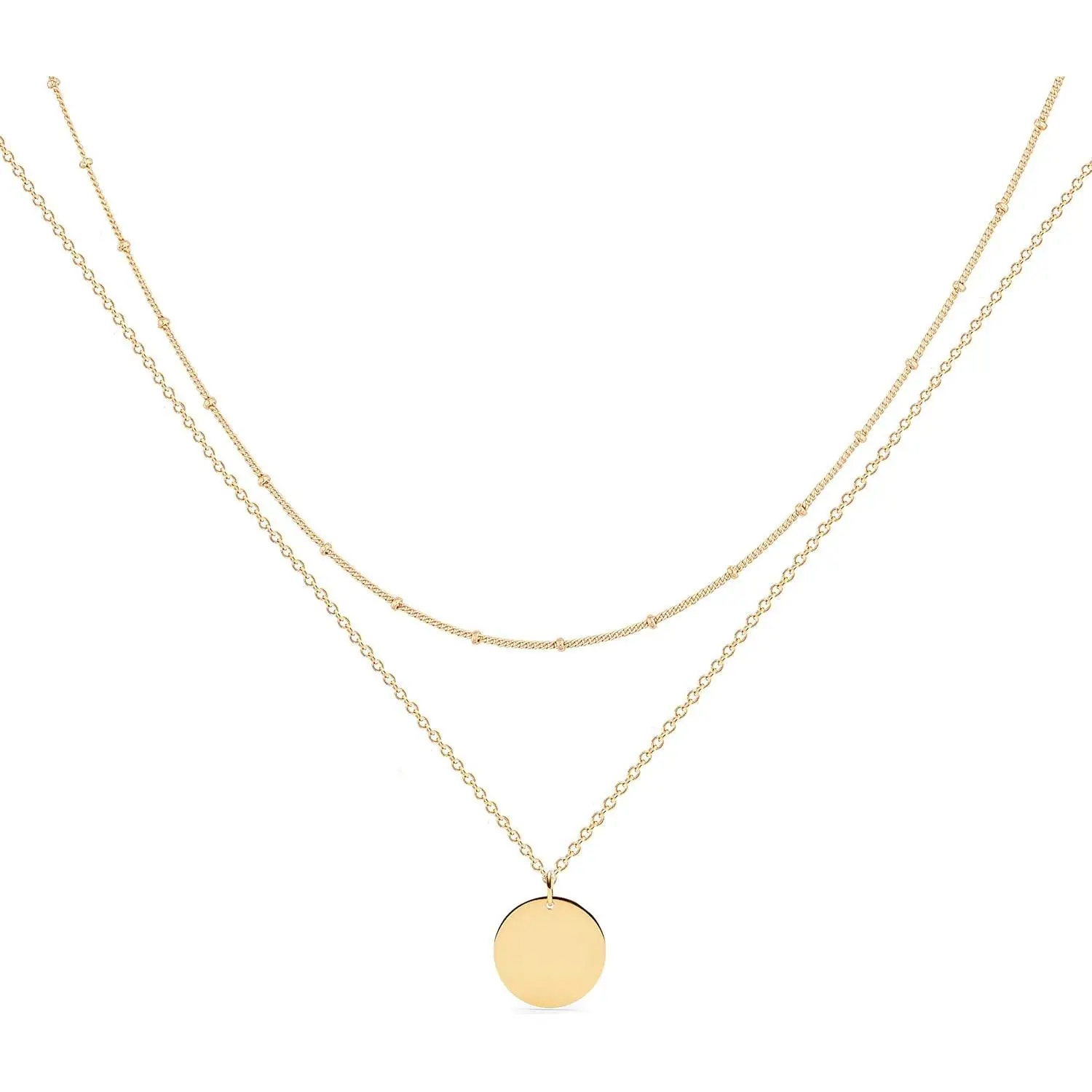MEVECCO Layered Heart Necklace Pendant Handmade 18k Gold Plated Dainty Gold Choker Arrow Bar Layering Long Necklace for Women