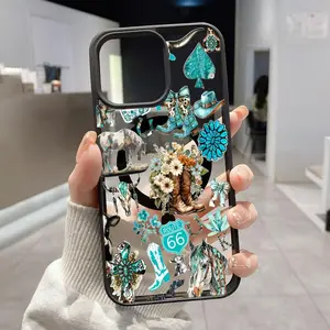 MagSafe Case for iPhone 17 Pro Max 16 Plus 15 14 13 12 11 Air E Cowboy Cactus Caper Pattern Acrylic Back TPU Edges Shockproof Ultra Thin Mobile Phone Cover Gift for Boy