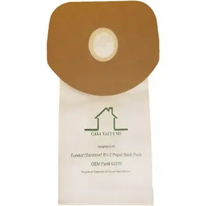 Casa Vacuums Eureka BV-2 Bags Fit Sanitaire, Backpack, Carpet Pro, Piranha, & Tornado, Compatible with OEM Part # 62370 (10)