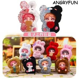 ANGRYFUN Flocked “Pursuit of Promise” Blind Box Collectible Figure, Plush Kawaii Pet Figurine, Cute Desktop Ornament Toy, Soft Fuzzy Finish, Birthday Gift for Women, Girls