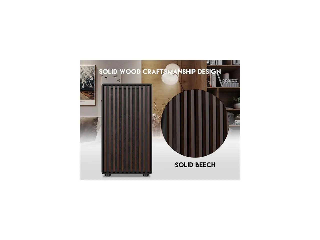 DIYPC DIY-mATX06-Wood Black USB3.0 /Type C Micro ATX Mid Tower