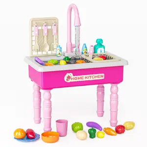 Kids' Interactive Toy Sink Set with Magic Plates! They change color in warm water, sparking fun & curiosity during pretend play. A must-have!