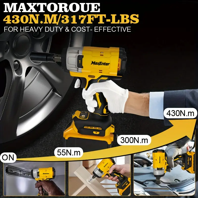 1/2 in High Torque 430N.M Electric Impact Wrench -For Dewalt 20V Wireless Compatible, Tool Only (Battery Not Included) for Automotive Maintenance, Household Decoration