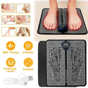 EMS Foot Massage Cushion Rechargeable, Muscle Pain Relief Massage Pad with 6 Modes 9 Intensity Levels Adjustable Lightweight and Comfortable