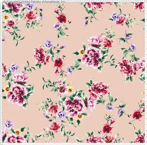 Crepe Techno Printed Mirella Floral Fabric by the Yard Stretch Crepe Peonies Sewing Apparel