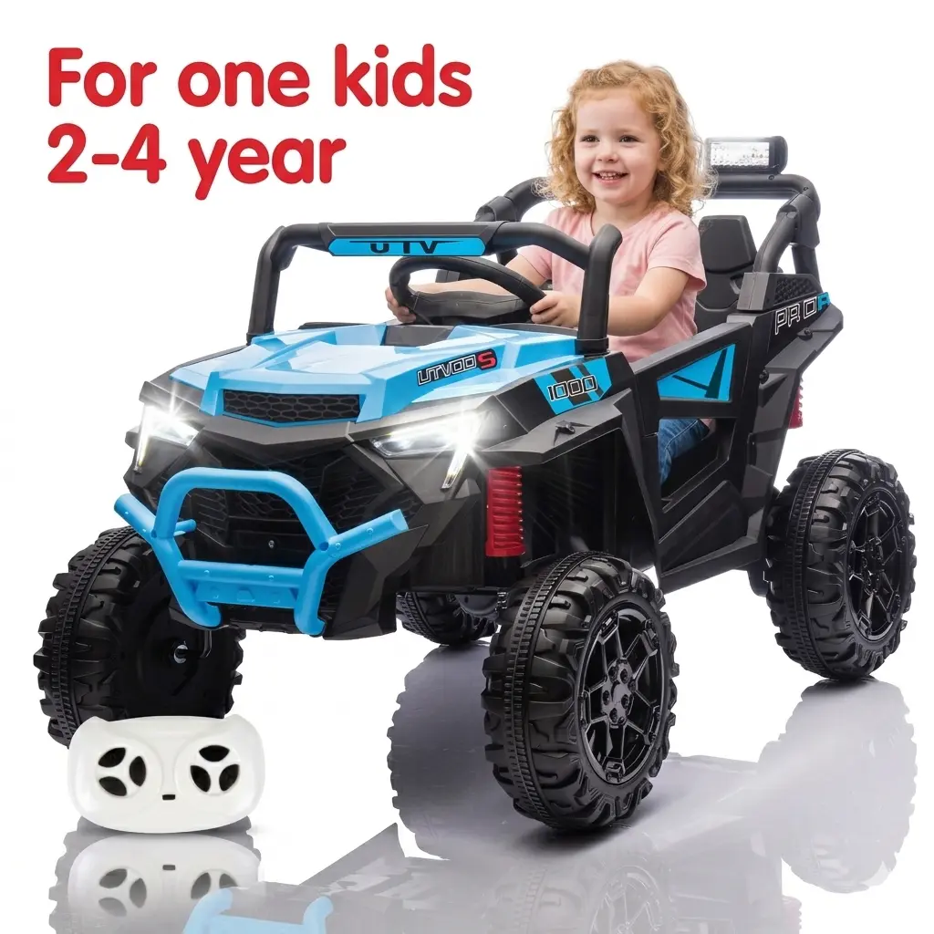 24V 400W Kids Ride On Electric UTV W/Parents Remote Control,Kids Aged 2-4,Four-Wheel Suspension,LED Lights,Portable Handle,Advanced center panel with USB,MP3,Music,Bluetooth,,Power Display For Kids Aged 3+.