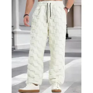 The new straight tube fur plaid warm, sporty and casual men's pants are suitable for autumn and winter wear, soft, skin friendly, comfortable, warm, and windproof.  . Regular slim fit straight leg woolen pants.