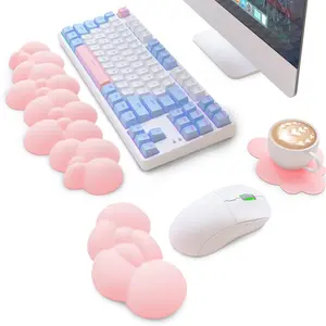 Cloud Shaped Mouse Pad with Wrist Rest & Keyboard Wrist Rest, 1 Set Ergonomic Design Mouse Pad, Desk Gel Hand Wrist Rest for Home Office Computer Peripherals