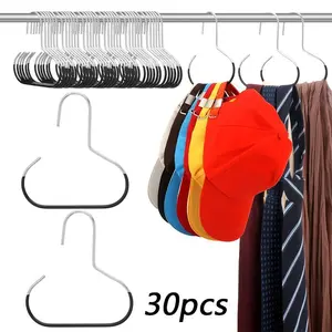 30-Pack Hat Storage Hangers, Non-Slip Organizer Hooks, Creative Ring Hooks, Stainless Steel Closet Hooks for Hats, Belts, Ties, Scarves, Underwear