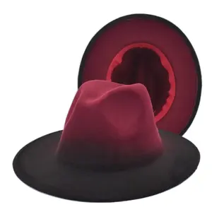 Wine Ombre Fedora - Stylish Hat with Red and Black Design, Perfect for Any Occasion