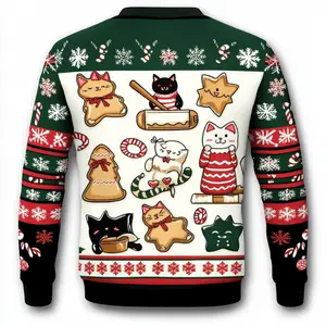Cat Ninja Gingerbread Ugly Christmas Sweater - Funny Holiday Gift for Men, Women, and Kids - Perfect for Family Gatherings and Group Parties!