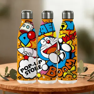 1pc 18oz thermos cup, Cartoon Doraemon stainless steel thermos cup, water bottle, portable straw cup, outdoor cup, accompanying cup, coffee cup, cup set-Christmas Valentine's Day gift (straw in the cup) , suitable for gift giving