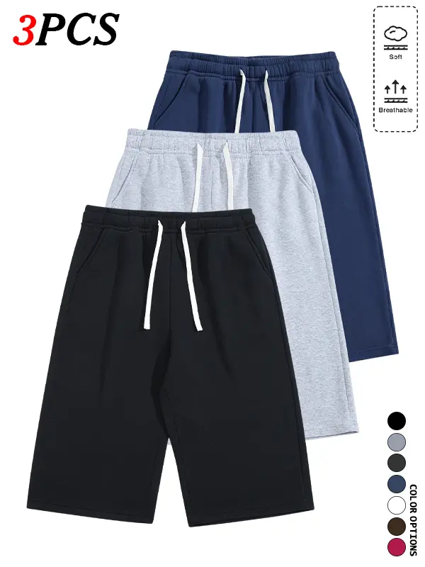 3-Pack Men’s Loose Athletic Shorts – Summer Style, Breathable Skin-Friendly Fabric, Suitable for Training, Commuting, and Home Wear, Low Risk of Missing Out