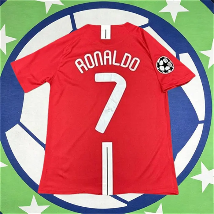 2007 2008 Away Retro Black No.7 Ronaldo Short Sleeved Soccer Jersey
