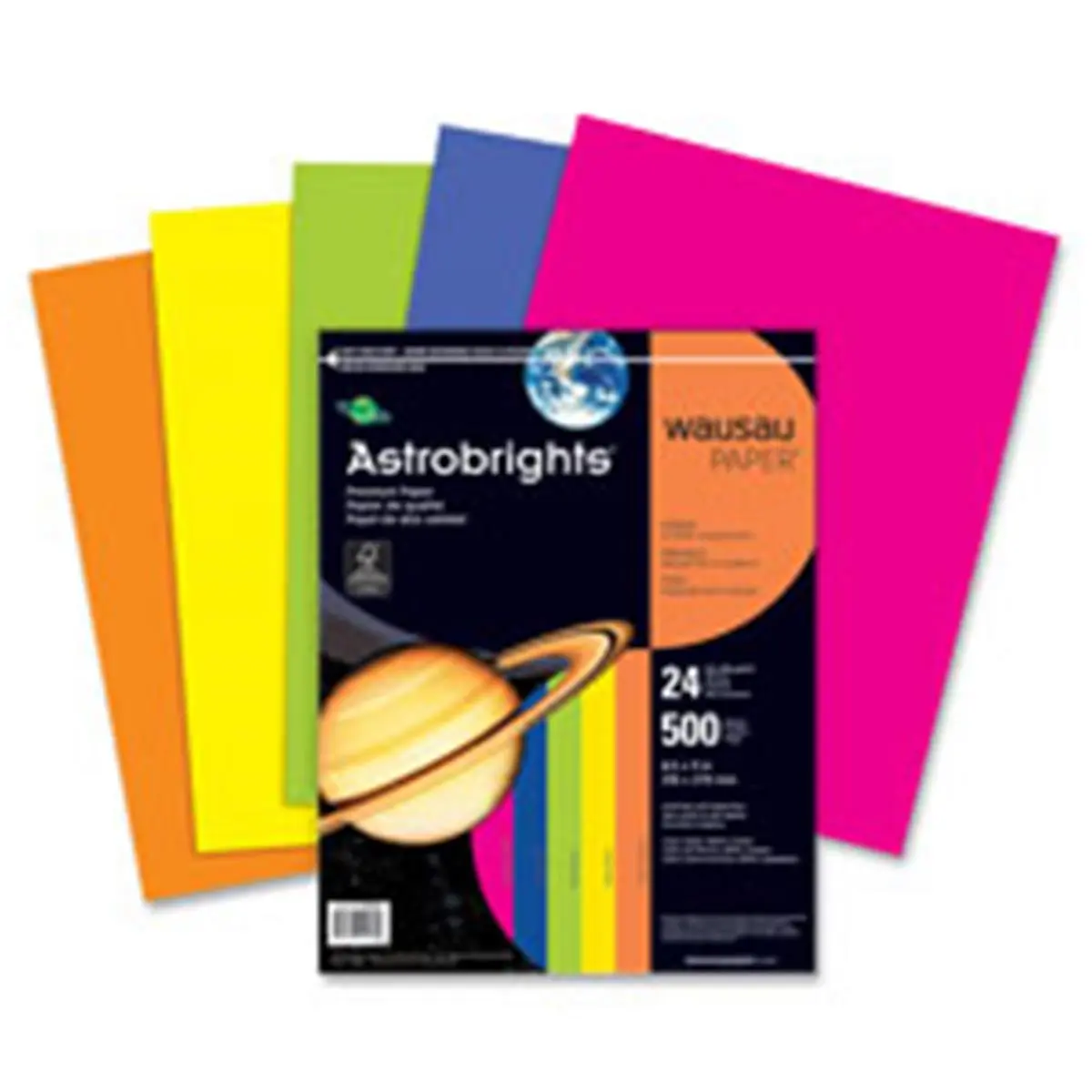 Wausau Papers Astro Colorful Note Sheets - 24 lb Color Paper for Printer, 8.5in x 11in, 500-RM, Acid-Free Lignin-Free Writing Stationery, Multi-Printer Compatible, Vivid Output, Office Everyday Supplies