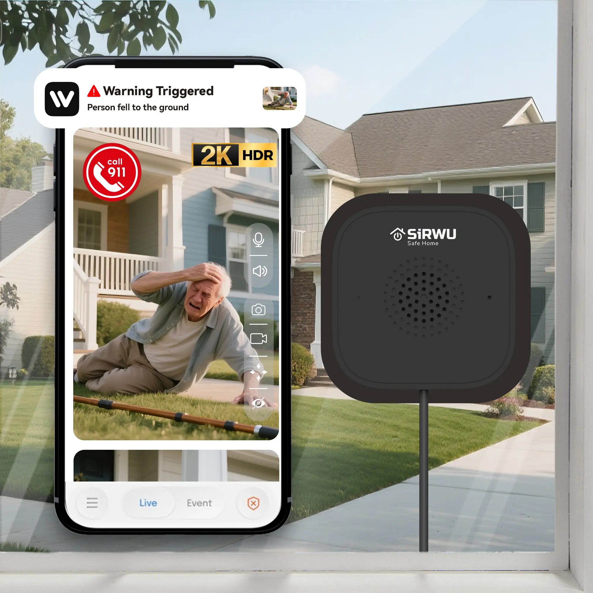 Magnetic Window Home Security Camera, No Subscription Free Cloud Storage, Dual Band WiFi AI Human Detection, Full Color Night Vision