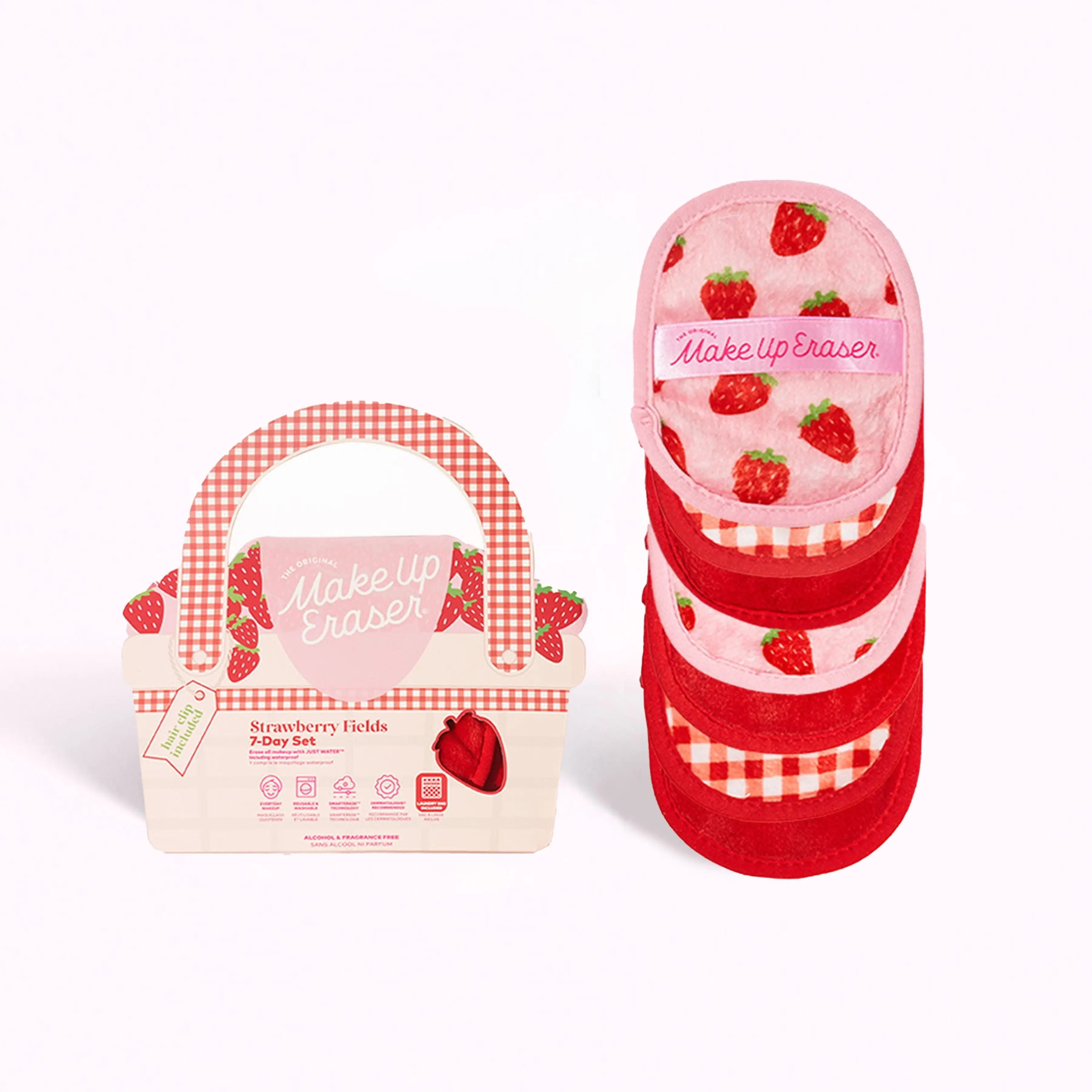 MakeUp Eraser Strawberry Fields 7-Day Set with Makeup Eraser, Lash Pincer & Cosmetic Brush, Includes 7 Pieces