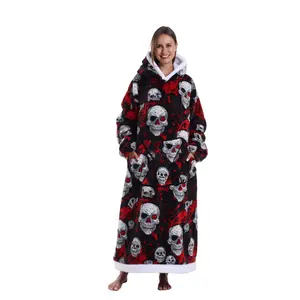 Oversized Wearable Blanket Hoodie for Women Men - 1 Piece Plus Size Pajamas Loungewear Nightwear Sweatshirt with Pocket Soft Comfortable Pullover Womenswear Essential
