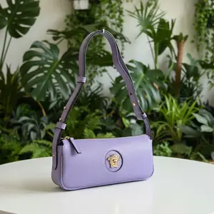 Pre-owned VERSACE Leather Shoulder Bags Purple Medusa NEW