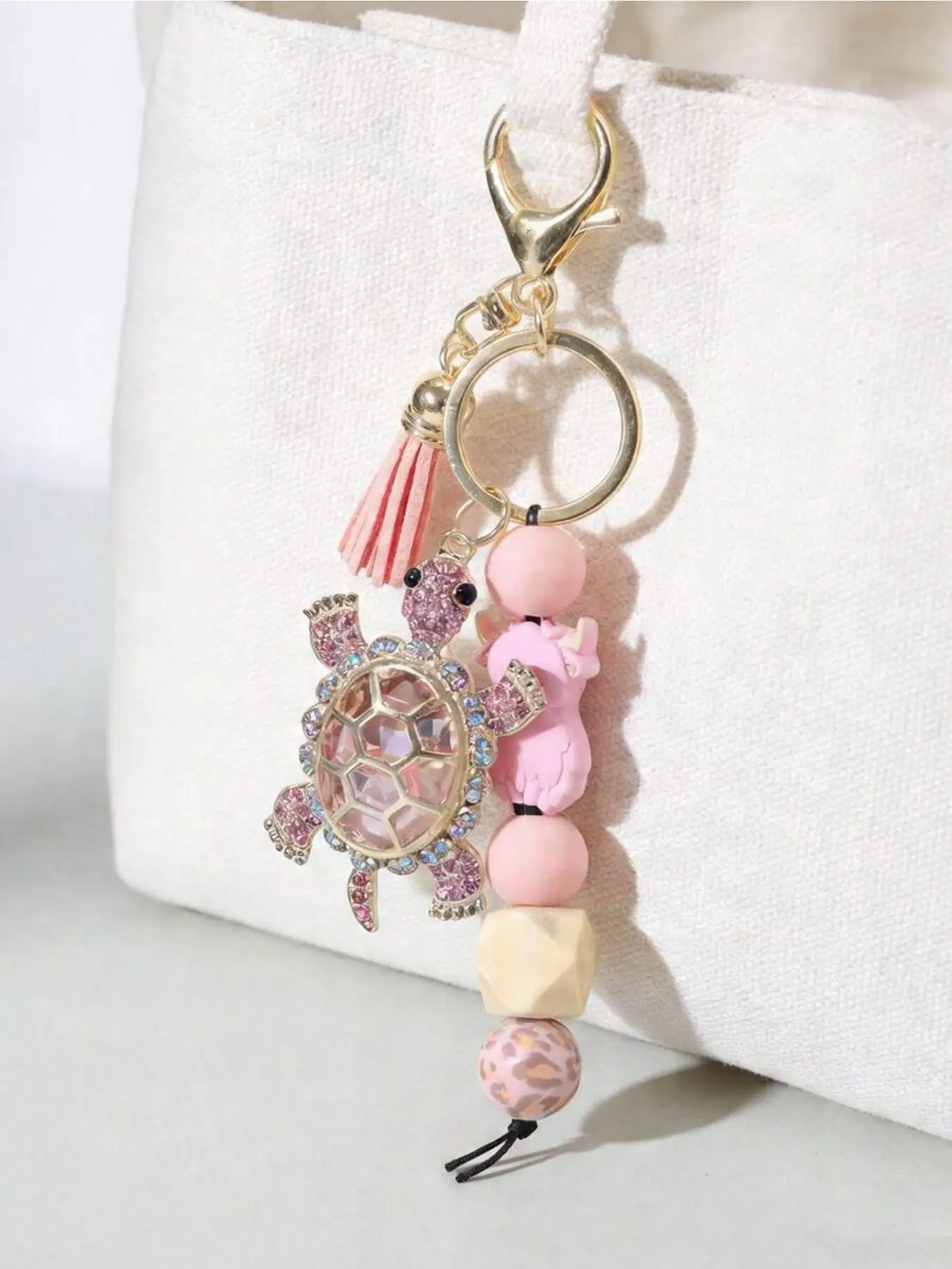 Sea Turtle Silicone Beaded Keychain With Tassel, Keychain For Purse, Ocean-Themed Bag Charms, Shiny Alloy Keychain, Ocean Animal Pendant, Decorative Backpack Accessory, Car Key Anti-Lost Chain, Keychain Jewelry, Animals Keychain Decor