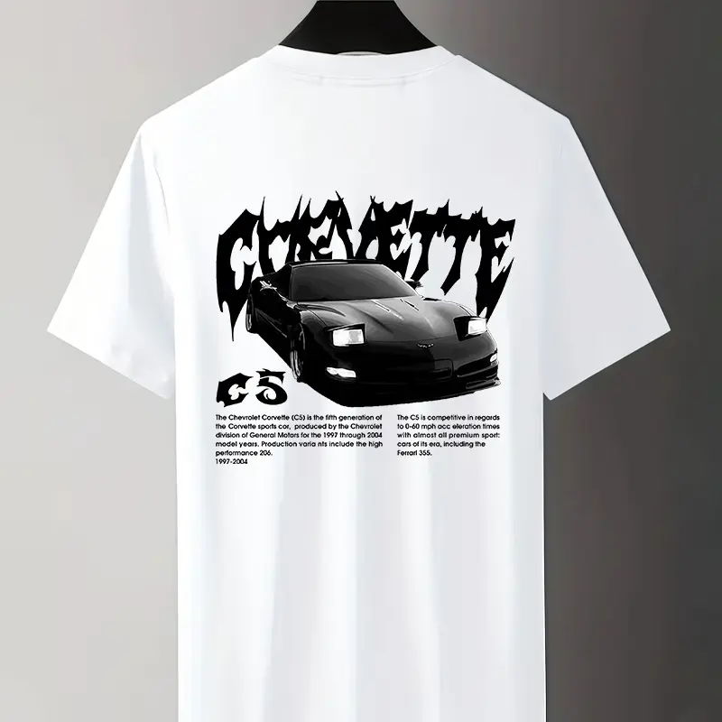 Corvette C5 T-Shirt – Retro Car Graphic Tee, Y2K Streetwear Top for Car Enthusiasts, Vintage Racing Fitted Crewneck Cotton Shirt, Funny 90s Graphic Tee, Classic Casual Cotton T-Shirt, Trendy Car Lover Gift, Men’s & Women’s Casual Outfit