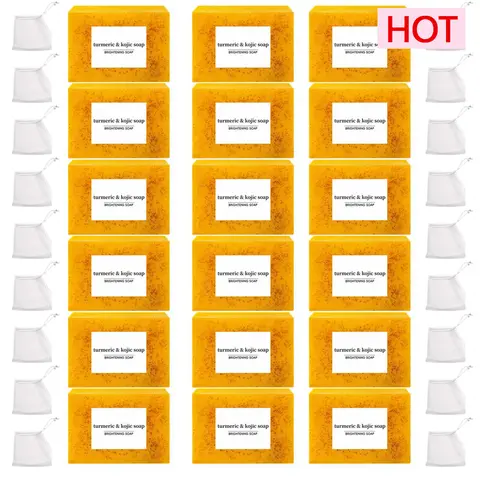 18PCS Lemon Turmeric & Kojic Acid Dark Spot Remover Multi-Pack Cleanser - Brightening Daily Use Beauty Product for Face & Body, Body Care Solution