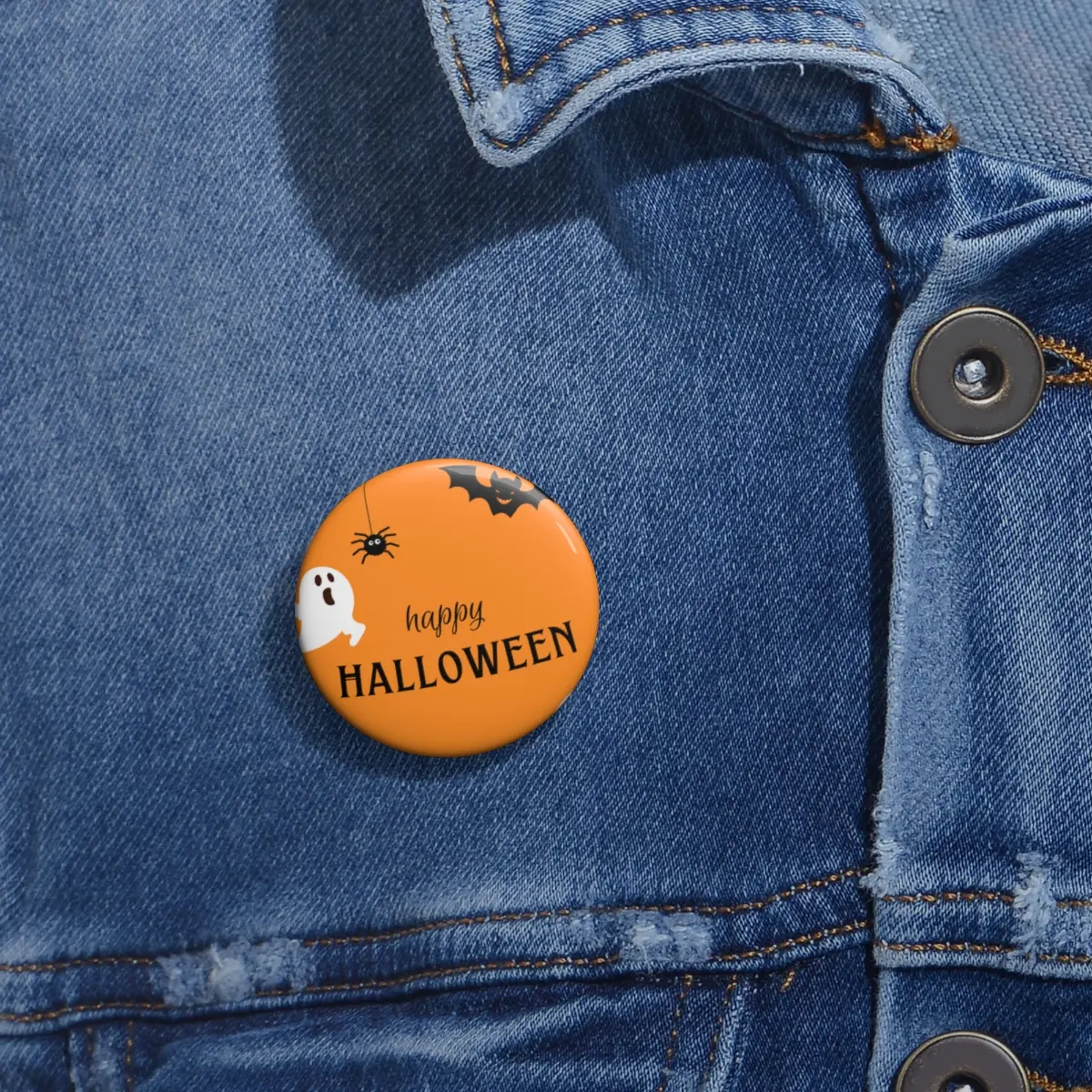 Happy Halloween Pin, Custom Pin Buttons, Spooky Halloween Brooch, Trick or Treat Pin, Halloween Party Accessory, Pumpkin Pin Button